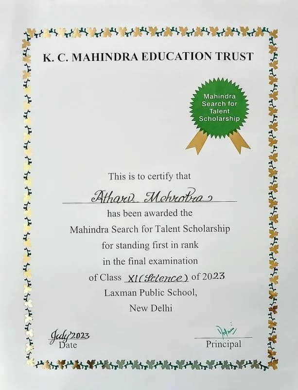 Mahindra (Search for Talent) Scholarship thumbnail